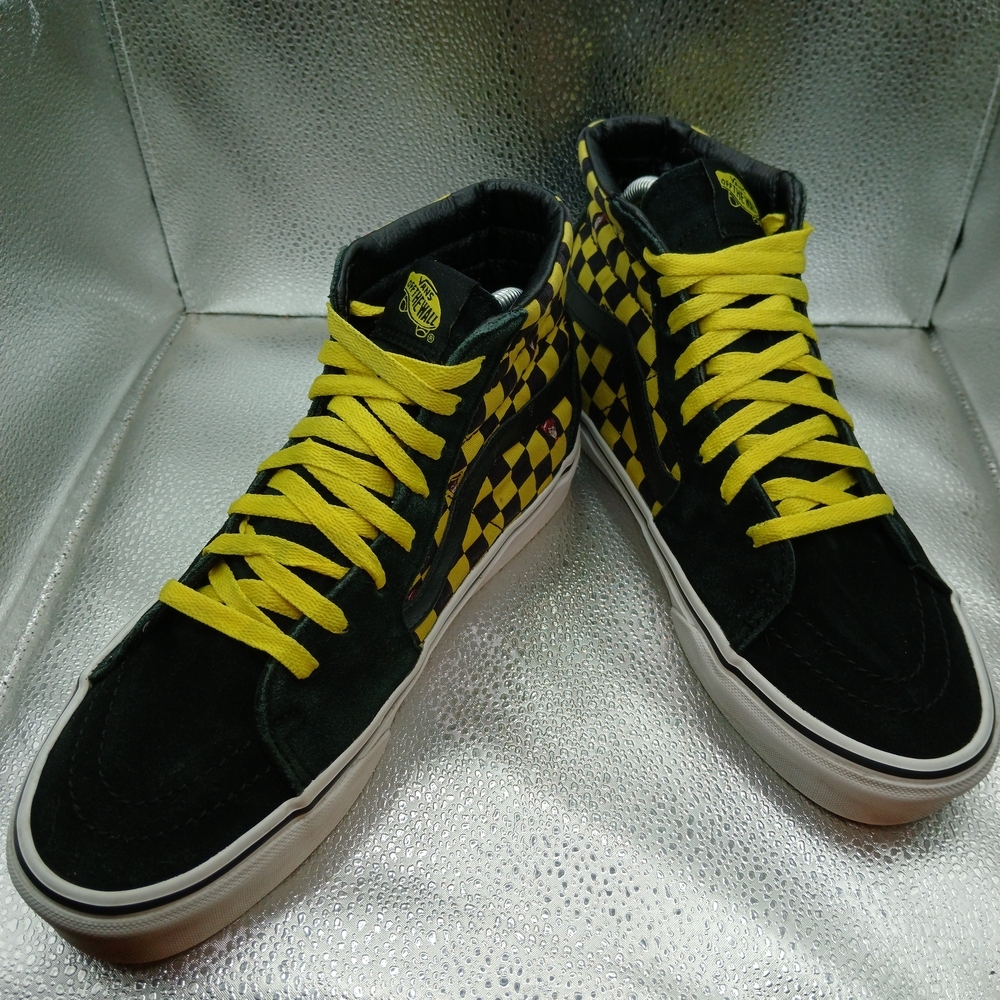 Vans Black and Yellow Checkered Sk-8 High-Top Where's Waldo Sneakers Men's Sz 8
